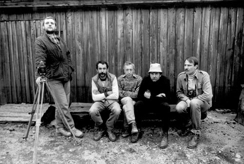 Plener w Karkonoszach, Samotnia (9.1983), od lewej: Andrzej J. Lech, Jerzy Malinowski, Jerzy Olek, Jakub Byrczek i Adam Lesisz (  ). Fot. Wojciech Zawadzki