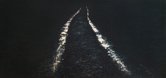 W świetle księżyca, 1993, olej na płótnie, 170 x 360, Muzeum Górnośląskie, Bytom