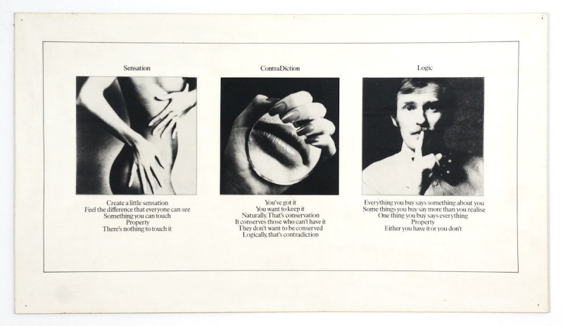 Wystawa „Nieprzekupne oko. Galeria Akumulatory 2, 1972-1990” w warszawskiej Zachęcie – Victor Burgin, „Sensation. Contradiction. Logic”, 1974, z wystawy w 1975 (źródło: materiały prasowe organizatora)
