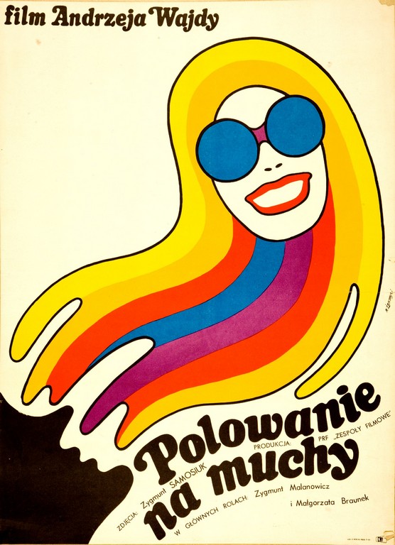 Plakat do filmu „Polowanie na muchy”, reż. Andrzej Wajda (ze zbiorów i dzięki uprzejmości Muzeum Kinematografii w Łodzi)