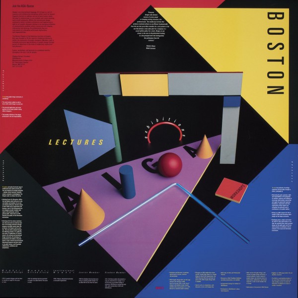 AIGA Boston, Lectures, exhibitions, workshops, offset, 1983 (źródło: materiały prasowe organizatora)