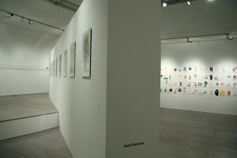 „Dziennik rysownika” – Alastair MacLennan, Mariusz Tarkawian, Angie Seah, Galeria Labirynt w Lublinie, 2012, fot. Diana Kołczewska (źródło: dzięki uprzejmości organizatora)