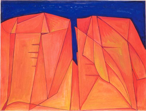 Leszek Rózga, „Kanion”, 1997, suchoryt, akwarela, akryl, 49,8 × 64,6 cm (źródło: dzięki uprzejmości artysty)