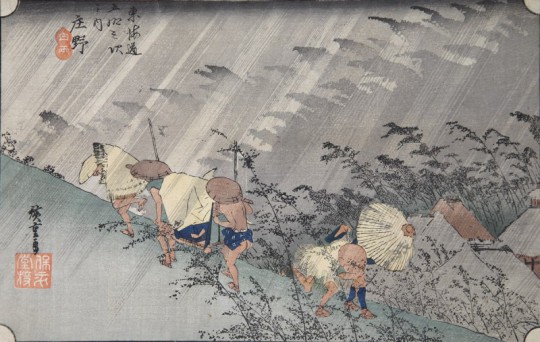 Hiroshige Utagawa, „Nagła ulewa w Shōno”, ok. 1833 – 1834 (źródło: materiały prasowe Muzeum)