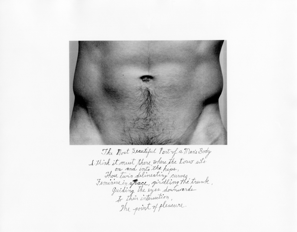 Duane Michals, „Najpiękniejsza część ciała mężczyzny”, 1986, fotografia © Duane Michals, dzięki uprzejmości Max Estrella, Madryt (źródło: materiały prasowe Zachęty Narodowej Galerii Sztuki)