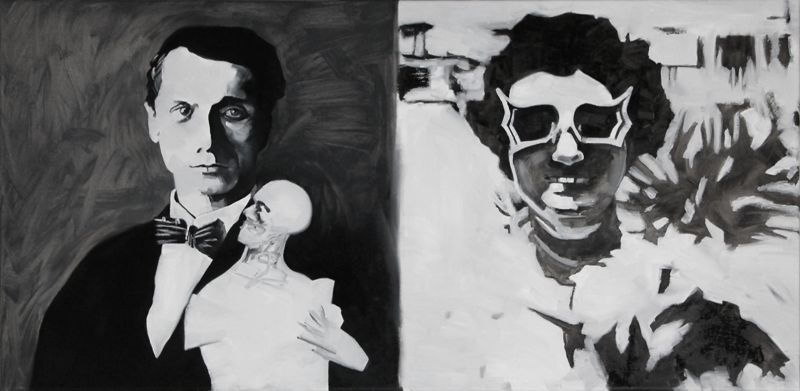 The Krasnals. Whielki Krasnal, „Artist and Collector. Peggy Guggenheim, Max Ernst”, z cyklu „GoodFellas”, 2014, olej, płótno, 50x100 cm, fot. The Krasnals (źródło: dzięki uprzejmości autora)