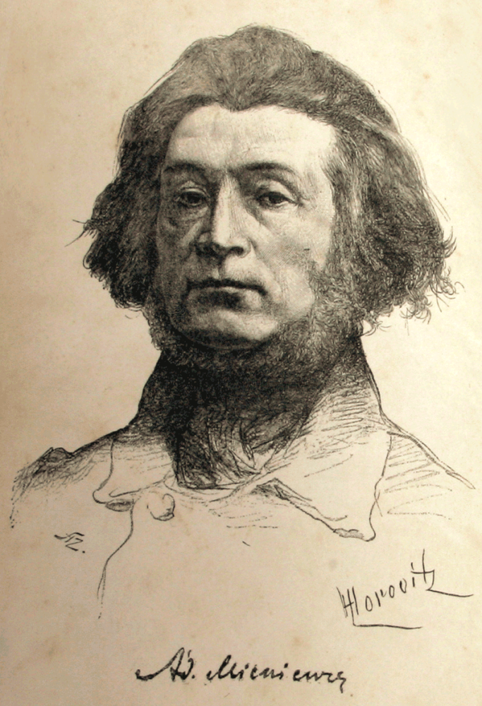 Adam Mickiewicz, z książki „Poezye Adama Mickiewicza”, Warszawa. Ksiegarnia Gebethnera i Wolfa, 1888 (źródło: Wikimedia Commons)