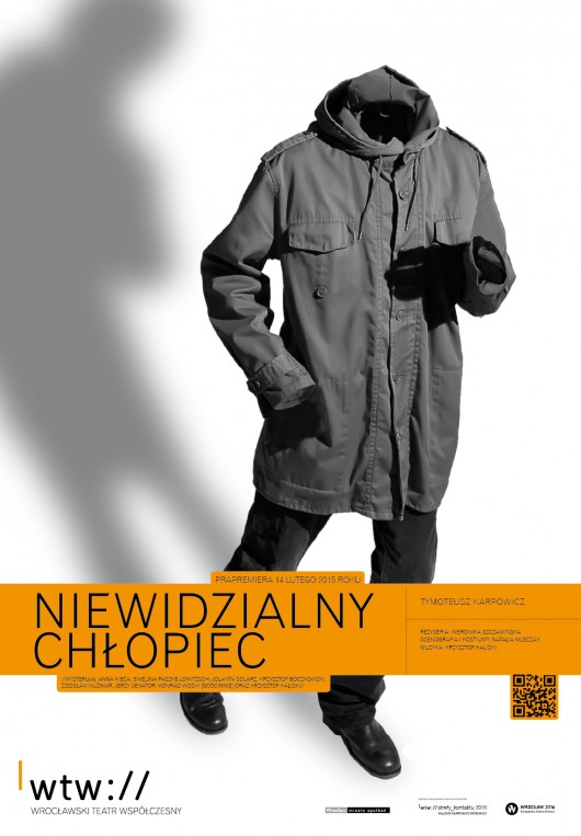 Tymoteusz Karpowicz „Niewidzialny chłopiec”, reż. Weronika Szczawińska, plakat (źródło: materiały prasowe WTW)