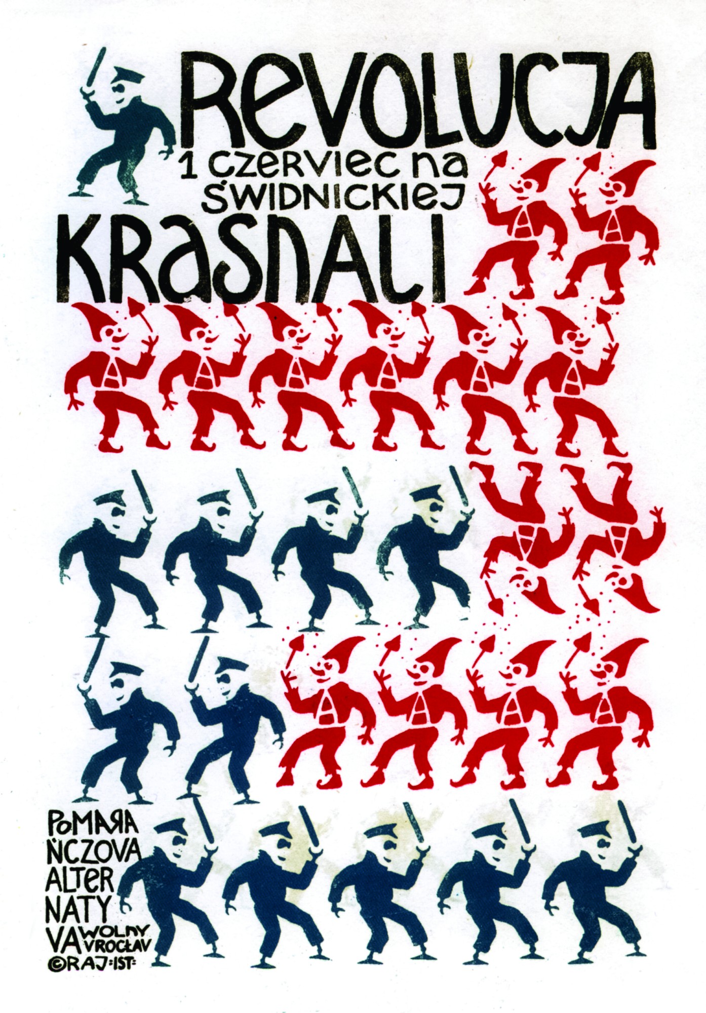 Jacek "Ponton" Jankowski, Rewolucja krasnali (plakat dla Pomarańczowej Alternatywy), 1988, fot. Małgorzata Kujda (źródło: materiały prasowe organizatora)
