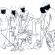 Hubert Czerepok, rysunek z cyklu „Seanse – okropności wojny”, 2009 (źródło: materiały prasowe Galerii Labirynt)
