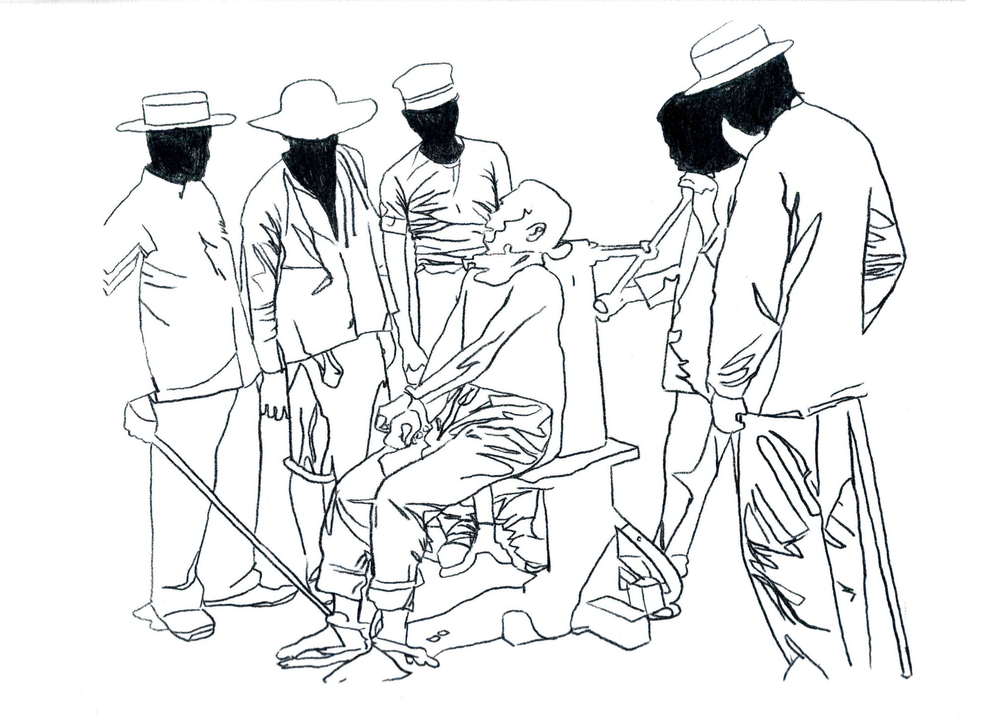 Hubert Czerepok, rysunek z cyklu „Seanse – okropności wojny”, 2009 (źródło: materiały prasowe Galerii Labirynt)