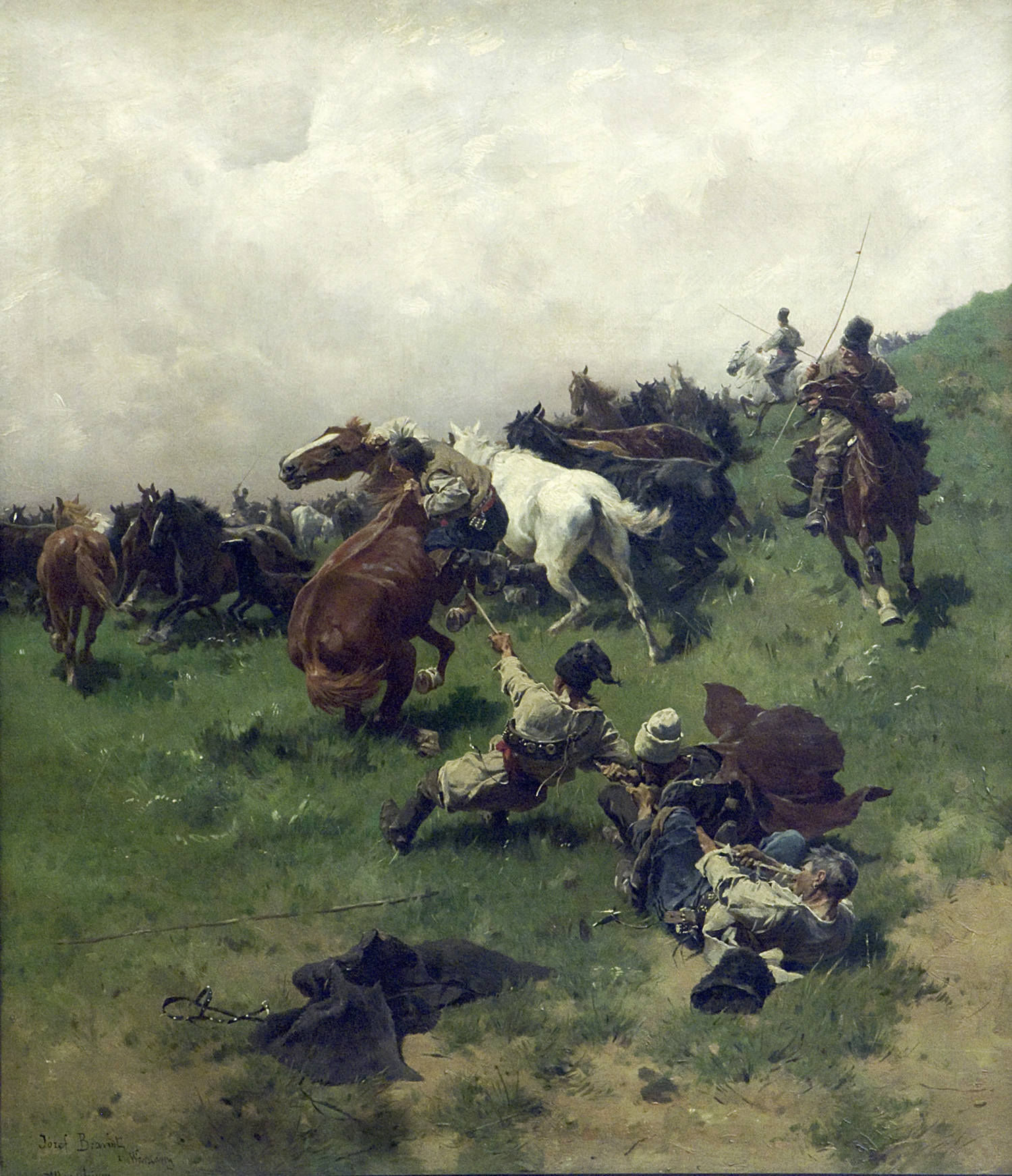 Józef Brandt, „Chwytanie konia na arkan”, ok. 1880, fot. Ilya Levin, wł. Lwowska Narodowa Galeria Sztuki, wystawa „Józef Brandt (1841-1915)”, 2015 (źródło: materiały organizatora)