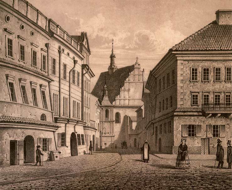 Adam Leure, Klasztor Dominikanów w Lublinie, ul. Złota, 1860 (źródło: Fundacja Brama Grodzka Teatr NN/Wikimedia Commons)
