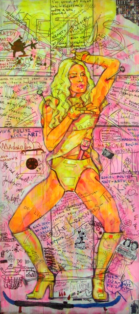 Whielki Krasnal, „Madonna. Madzionna” z cyklu „Brothers in Arms”, akryl na płótnie, 270×120 cm, 2009 (źródło: dzięki uprzejmości artystów)