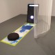 Anna Maria Łuczak, Creative Zen (2016), instalacja, wydruk na wykładzinie, poduszka do medytacji, telewizor, wideo (źródło: dzięki uprzejmości autorki)
