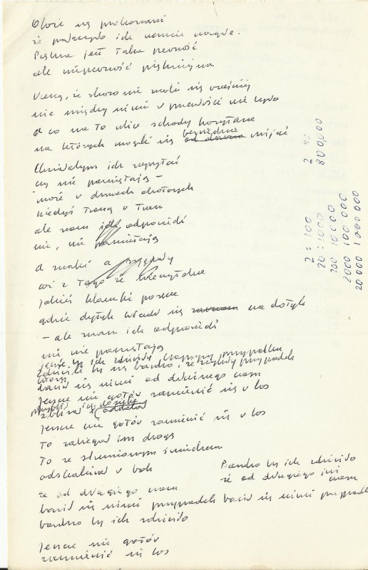 Wisława Szymborska, rękopis wiersza „Miłość szczęśliwa” (źródło: archiwum Fundacji Wisławy Szymborskiej)