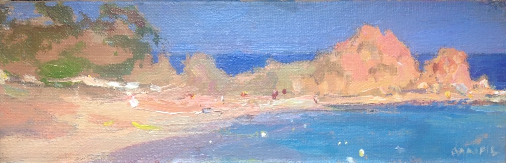 Józef Panfil, Motyw z Tossy de Mar, 2016, akryl, płyta 9x24 cm (źródło: dzięki uprzejmości artysty)