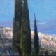 Józef Panfil, Cyprysy z Toledo, 2016, olej, płótno 18x24 cm (źródło: dzięki uprzejmości artysty)