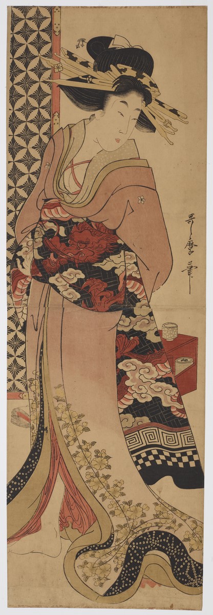 Kitagawa Utamaro II (?–1831 [?]), „Kobieta stojąca przy parawanie” (źródło: materiały prasowe organizatora)