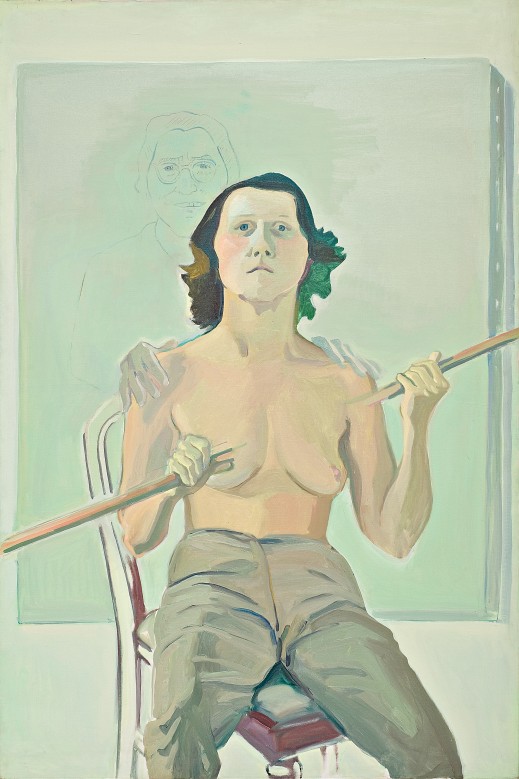 Maria Lassnig, „Selbstporträt mit Stab (Self-portrait mit Staff)”, 1971 © Maria Lassnig Foundation (źródło: materiały prasowe organizatora)