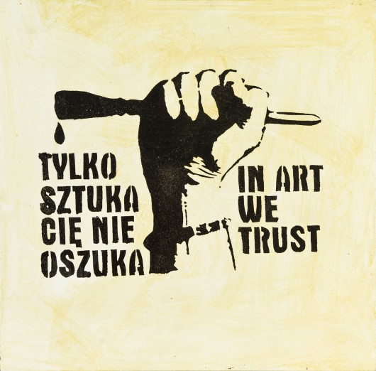 Paweł Jarodzki, „Tylko sztuka cię nie oszuka / In Art We Trust”, 2001 (2008), Kolekcja Dolnośląskiego Towarzystwa Zachęty Sztuk Pięknych, fot. Małgorzata Kujda, © DTZSP (źródło: materiały prasowe organizatora)