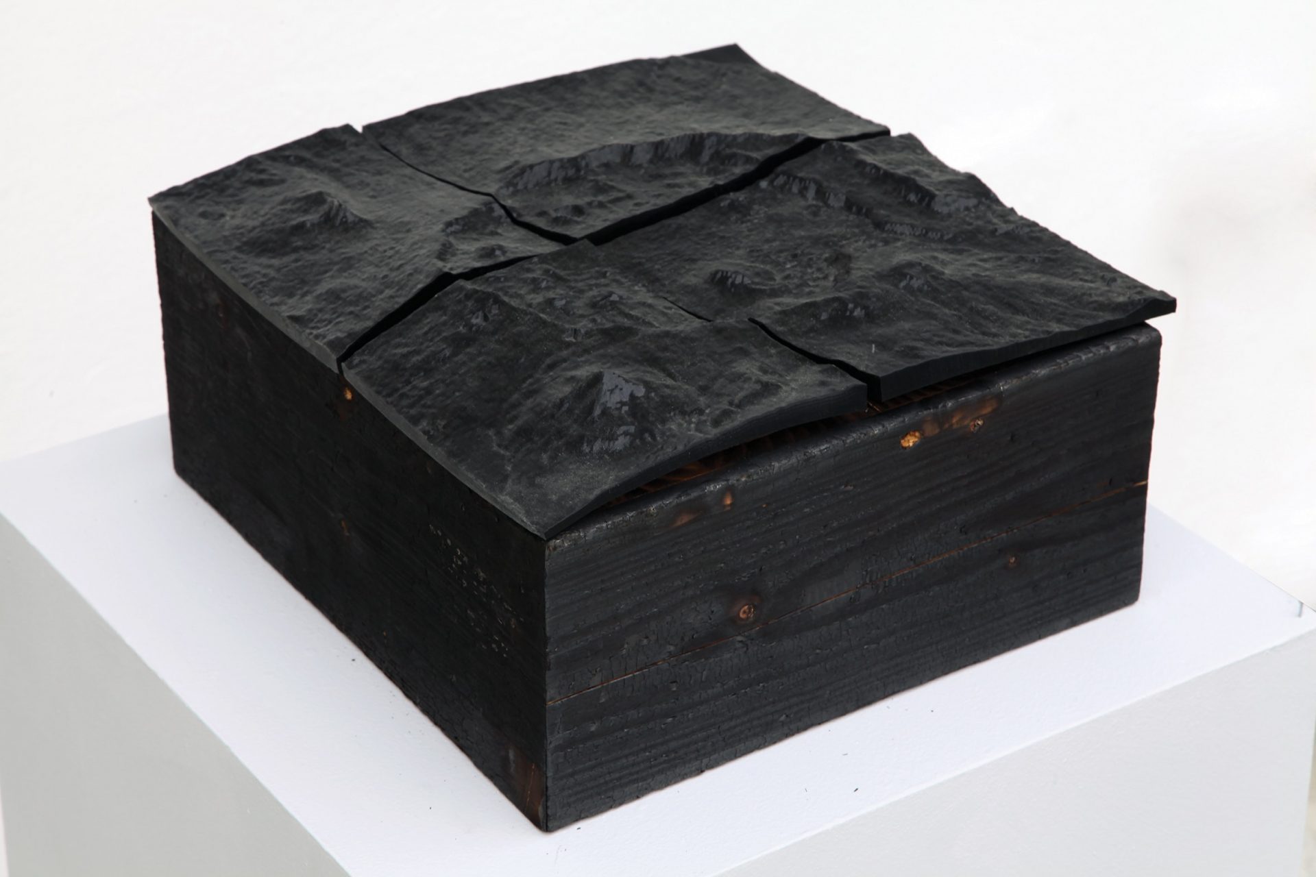 Thorsten Goldberg, „53°20’N” (Góra Okmok), 1:20, druk 3D na bazie spalonego drewna, fot. Jan Gaworski