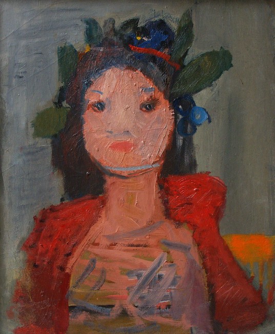 Dziewczyna w wianku z lisci i owocow 1956.