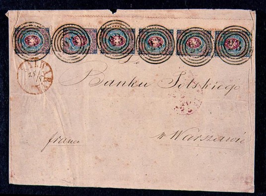Koperta z pierwszymi polskimi znaczkami, 1860 r. 