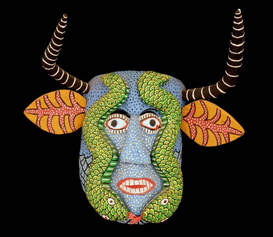 Maska - Twarz z wężami podobna do używanych przez Indian Mayo z Sonora i Sinaloa - Meksyk, własność prywatna.