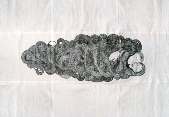 Małgorzata Malwina Niespodziewana, "Sati", gięty papier, 199 x 282 cm, 2005 rok