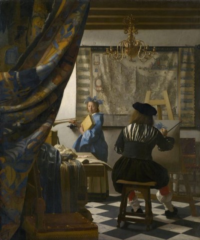Jan Vermeer, "Sztuka malarska", 1666-68, olej na płótnie, wym. 120 x 100 cm