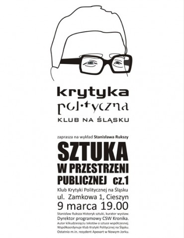 Plakat promujący wykad w Stanisława Rukszy