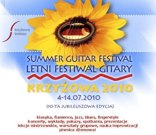 Plakat promujący X Letni Festiwal Gitary "Krzyżowa 2010"