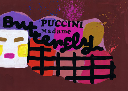 Puccini, nr 1-4, tempera, papier, wym. 21x15 cm