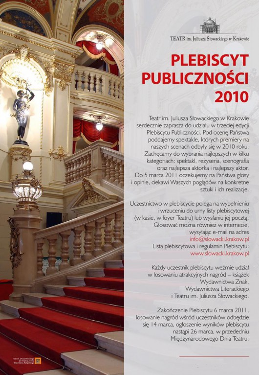 Plebiscyt Publiczności 2010 w Teatrze im. Juliusza Słowackiego - plakat