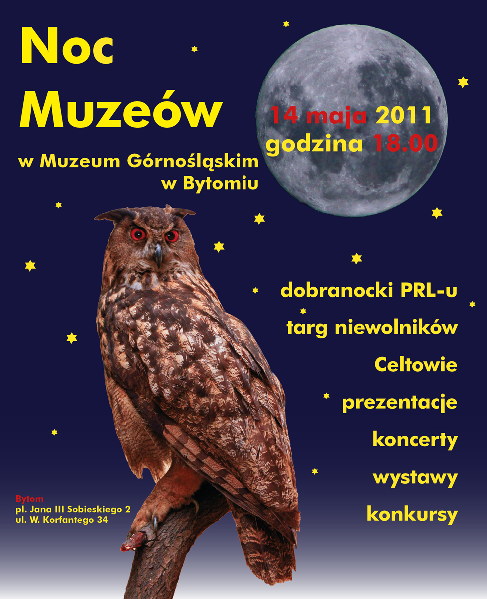 Noc Muzeów w Bytomiu, plakat udostępniony przez organizatora