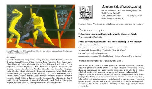 Polityka i etyka, zaproszenie udostępnione przez Muzeum Sztuki Współczesnej w Radomiu