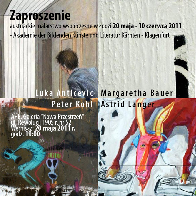Wystawa austriackiego malarstwa współczesnego w Łodzi, zaproszenie udostępnione przez organizatora