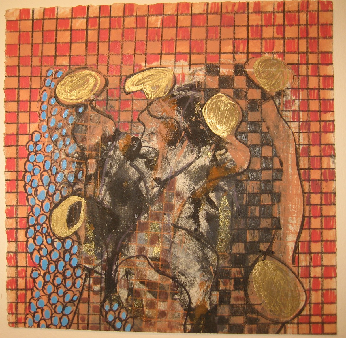 Fay Grajowe "Figure with gold and red grid", materiał udostępniony przez organizatora