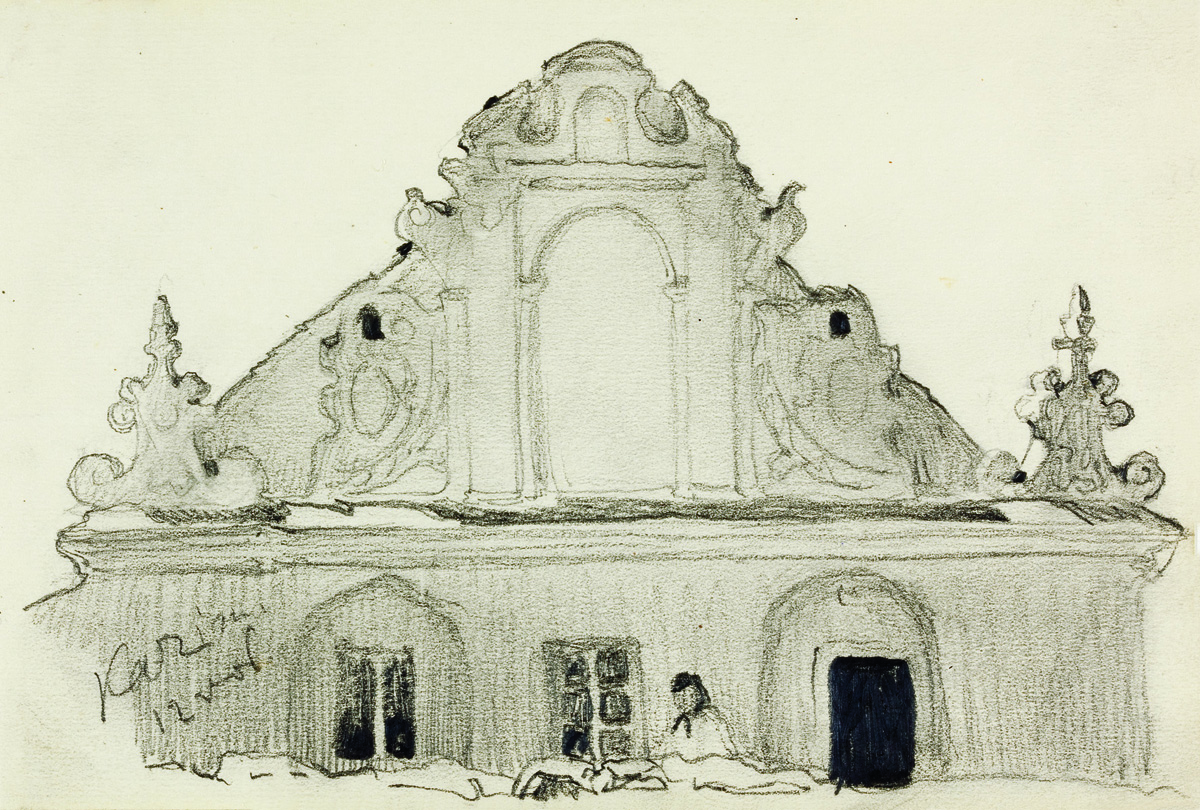 erdynand Ruszczyc "Fasada dawnego szpitala św. Ducha przy kościele św. Anny w Kazimierzu nad Wisłą", 1906 r.,