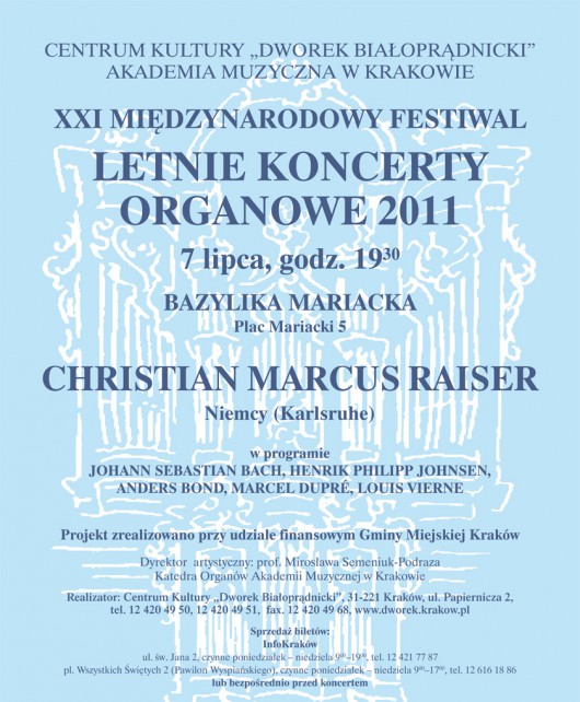 "Międzynarodowy Festiwal Letnie Koncerty Organowe" - plakat, materiał udostępniony przez organizatora