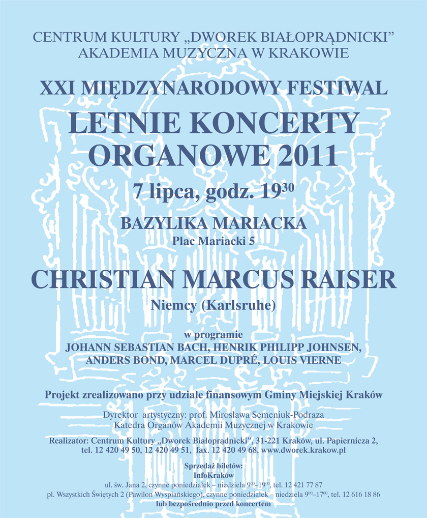 "Międzynarodowy Festiwal Letnie Koncerty Organowe" - plakat, materiał udostępniony przez organizatora