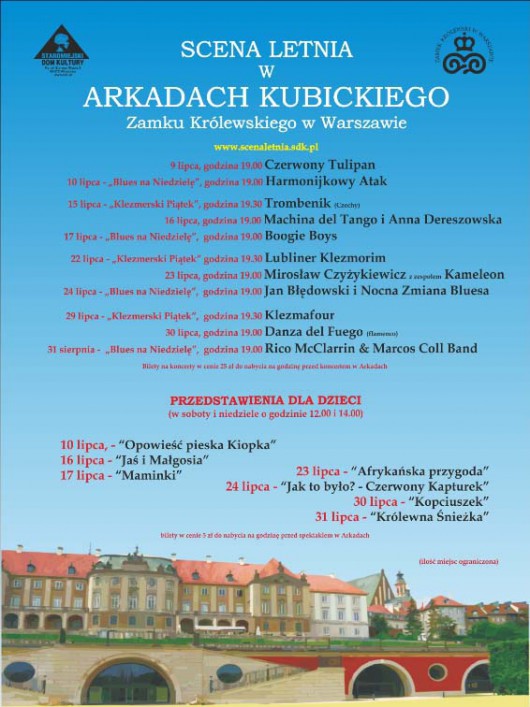 Plakat Scena Letnia w Arkadach Kubickiego 2011 (z materiałów organizatora)