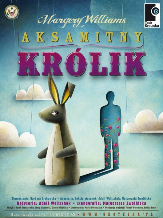 Plakat przedstawienia pt. Aksamitny Królik w teatrze GROTESKA