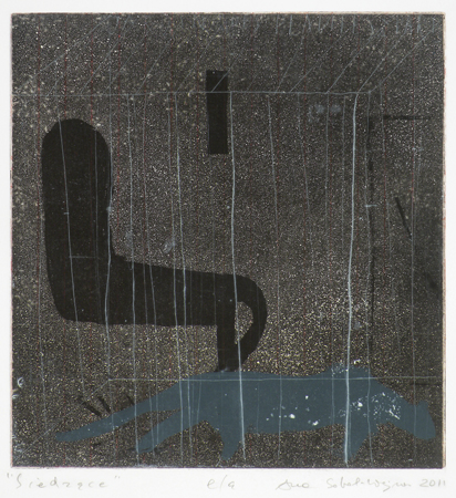 Anna Sobol – Wejman Siedzące, 2011, akwatinta, 33,5x32 cm (źródło: materiały Galerii Grafiki i Plakatu)