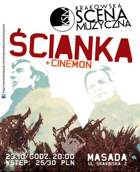 Koncert zespołu Ścianka - plakat (źródło: materiały prasowe organizatora)