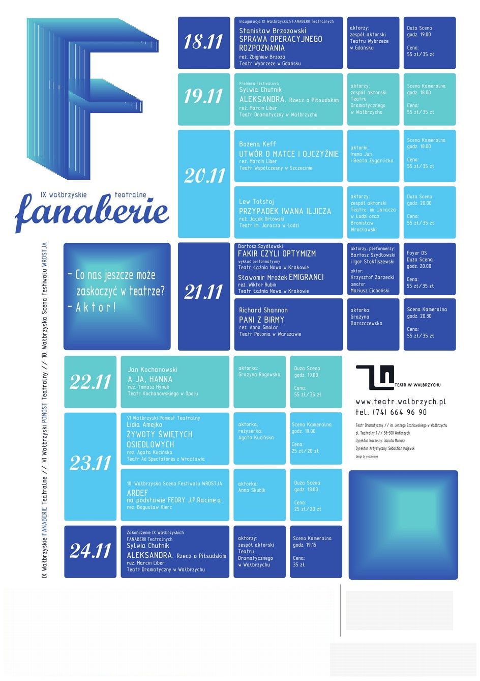 Plakat 9. edycji Festiwalu Fanaberie Teatralne w Wałbrzychu (źródło: materiały prasowe organizatora)