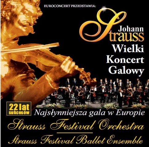 Plakat promujący koncert galowy muzyki Straussa (źródło: materiały prasowe organizatora)