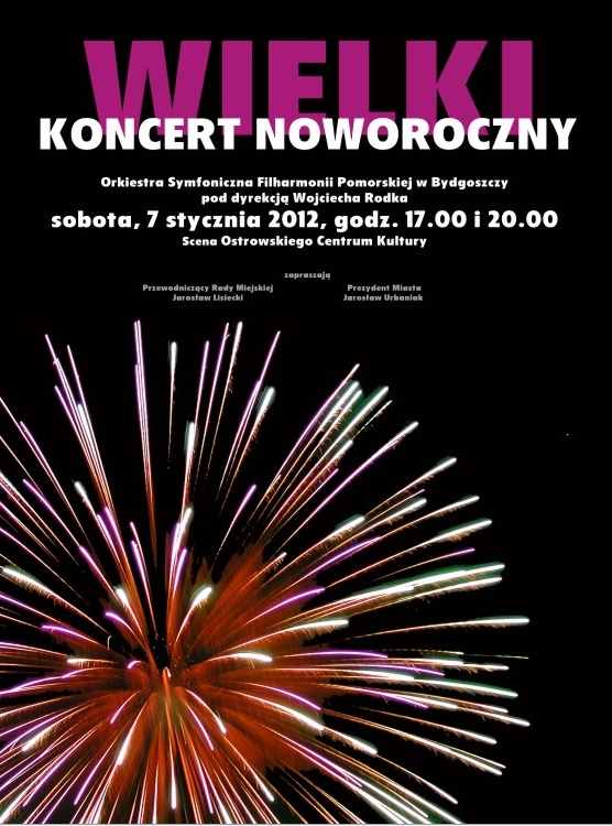 Plakat promujący Wielki koncert noworoczny (źródło: materiały prasowe Ostrowskiego Centrum Kultury)