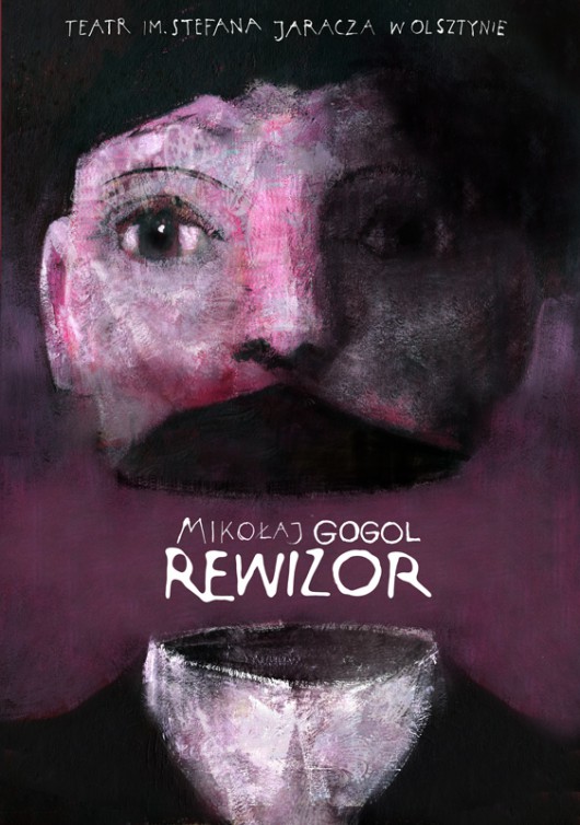 Plakat "Rewizora" autorstwa Wiktora Sadowskiego (źródło: materiały prasowe Teatru im. Stefana Jaracza w Olsztynie)